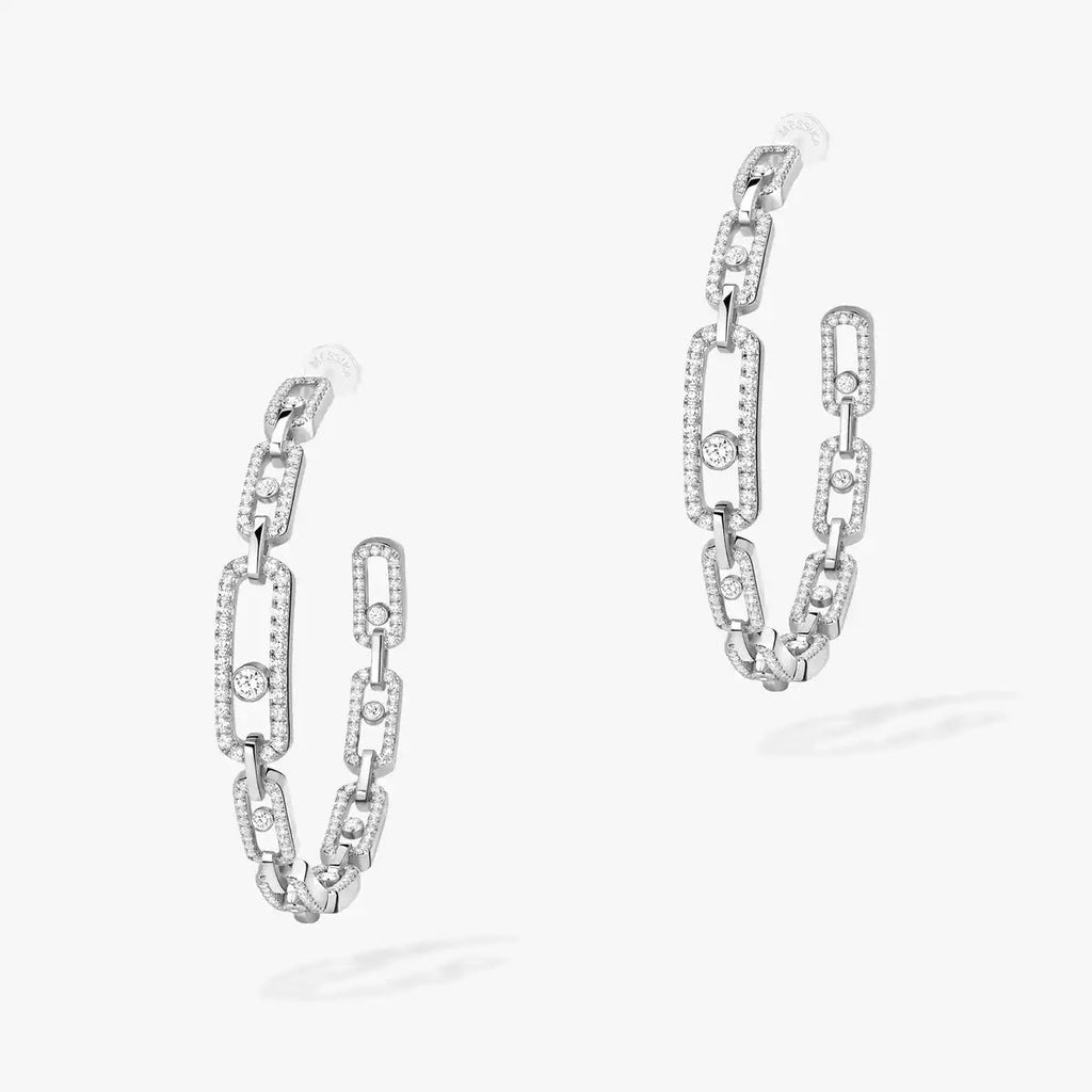 [Elowen jewels]Move Link Diamond Hoop Earrings
