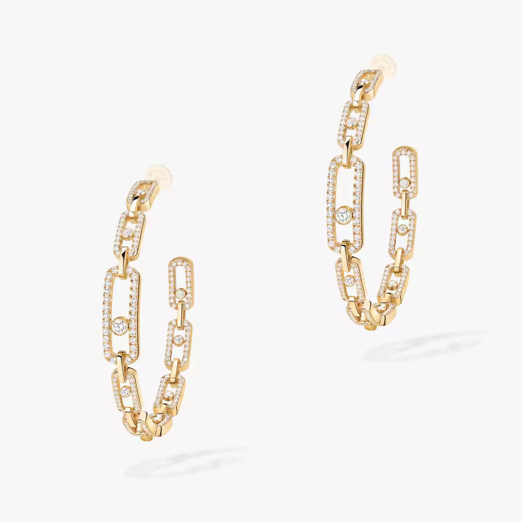 [Elowen jewels]Move Link Diamond Hoop Earrings