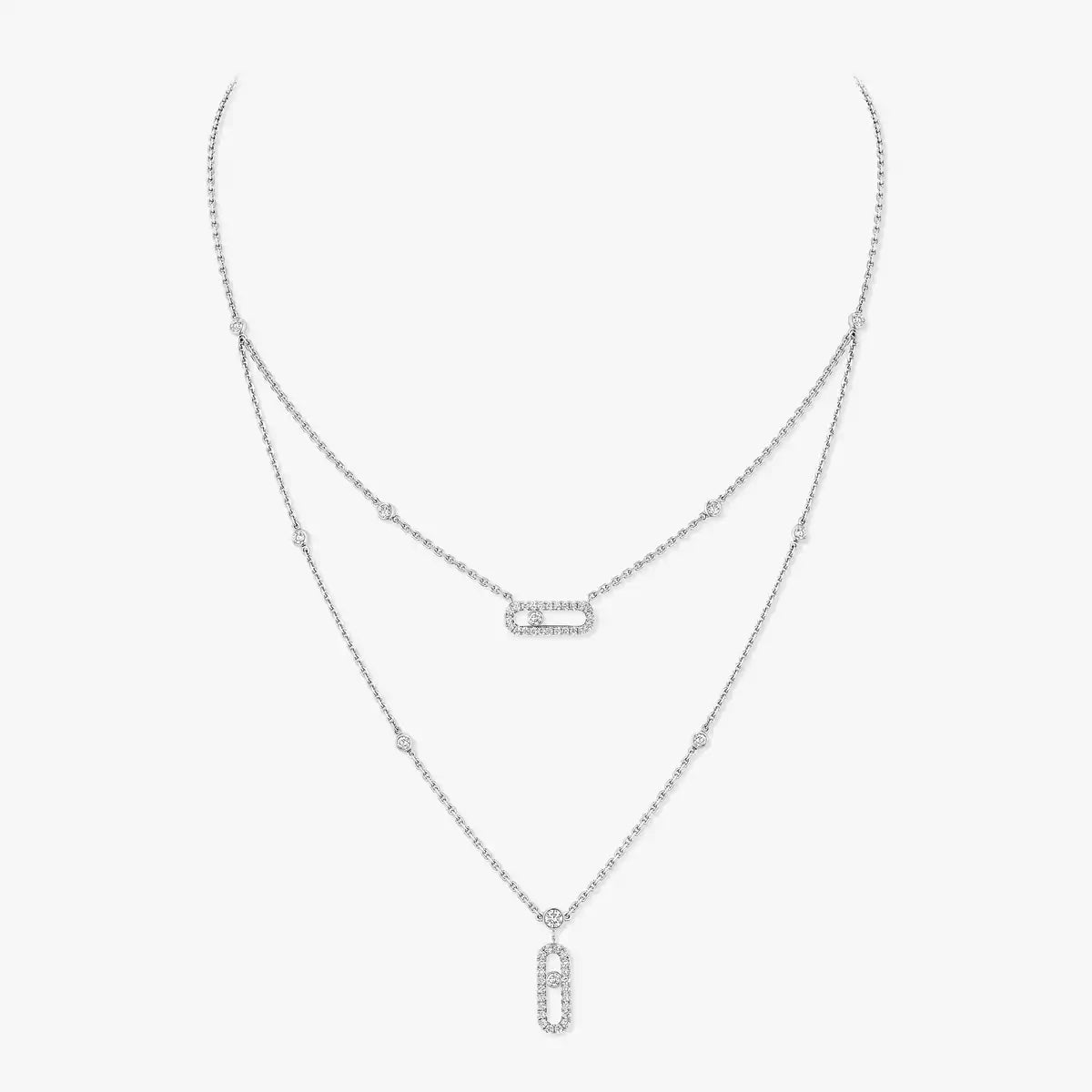 [Elowen Jewelry]2 Rows Rose Gold Diamond Pave_ Necklace Move Uno