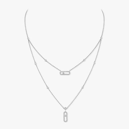 [Elowen Jewelry]2 Rows Rose Gold Diamond Pave_ Necklace Move Uno
