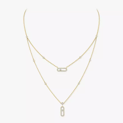 [Elowen Jewelry]2 Rows Rose Gold Diamond Pave_ Necklace Move Uno