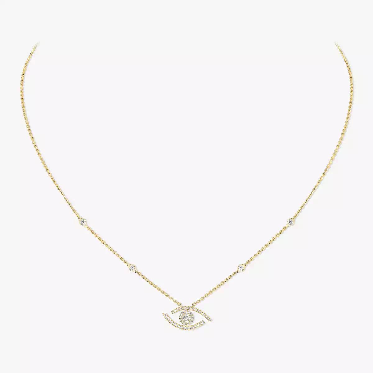 [Elowen Jewelry]Pave_ Diamond Necklace Lucky Eye