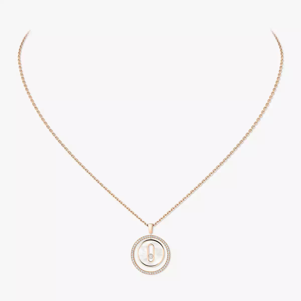 [Elowen Jewelry]Lucky Move Diamond Necklace in Rose Gold and White Mother-of-Pearl