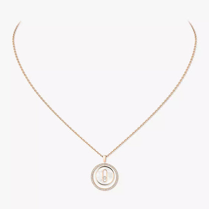 [Elowen Jewelry]Lucky Move Diamond Necklace in Rose Gold and White Mother-of-Pearl