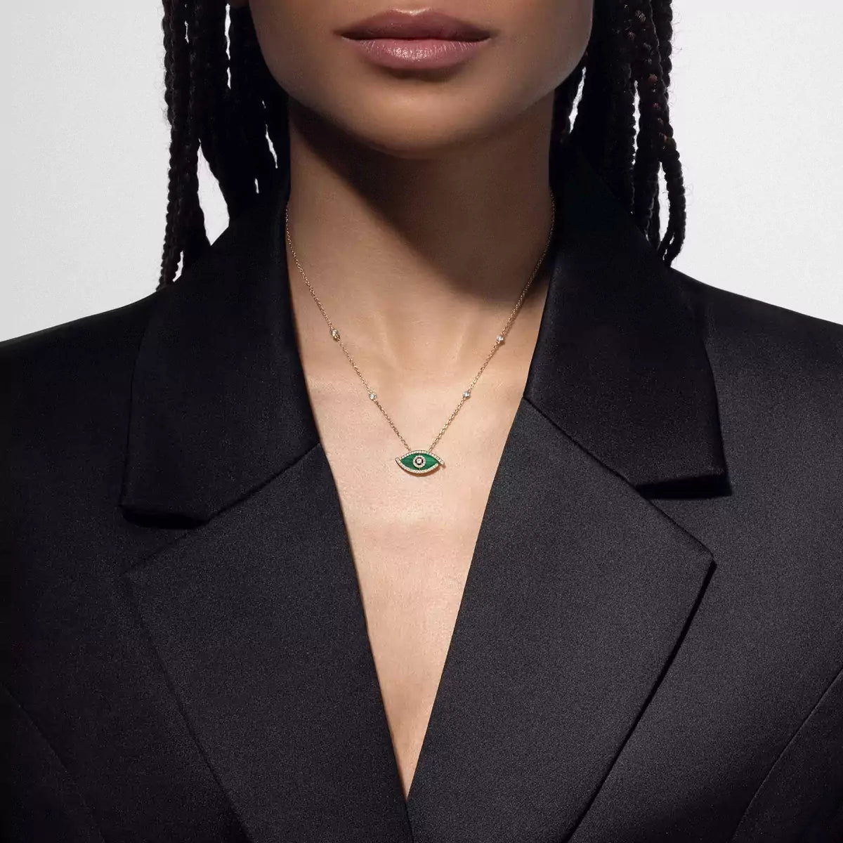 [Elowen Jewelry]Lucky Eye Diamond Necklace in Rose Gold and Turquoise