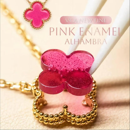 [Elowen] NEW CLOVER 15MM PINK ENAMEL NECKLACE