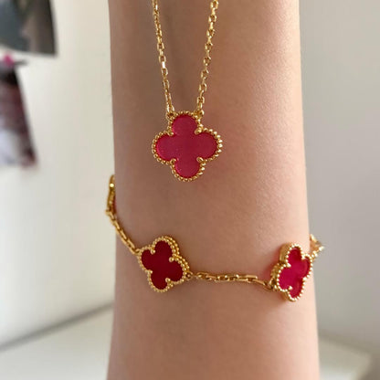 [Elowen] NEW CLOVER 15MM PINK ENAMEL NECKLACE
