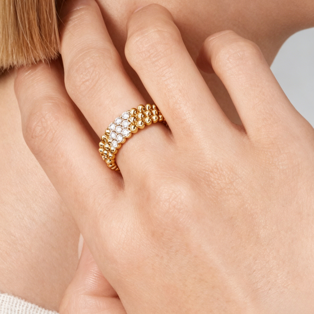[Elowen jewels] THREE-ROW DIAMOND RING