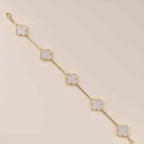 [Elowen jewels ]KOLLEKTION CLOVER WHITE PEARL MOP ARMBAND MIT 5 MOTIVEN