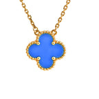 [Elowen jewels ]CLOVER 15MM BLAUER ACHAT-HALSKETTE