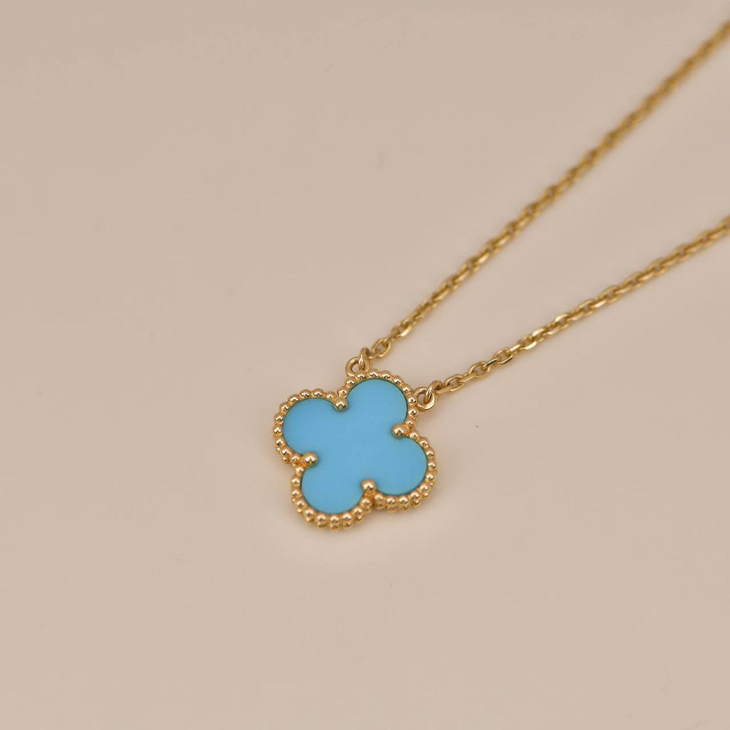 [Elowen jewels ]CLOVER 15MM VINTAGE TURQUOISE NECKLACE