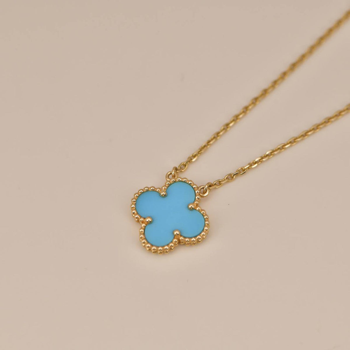 [Elowen jewels ]CLOVER 15MM VINTAGE TURQUOISE NECKLACE