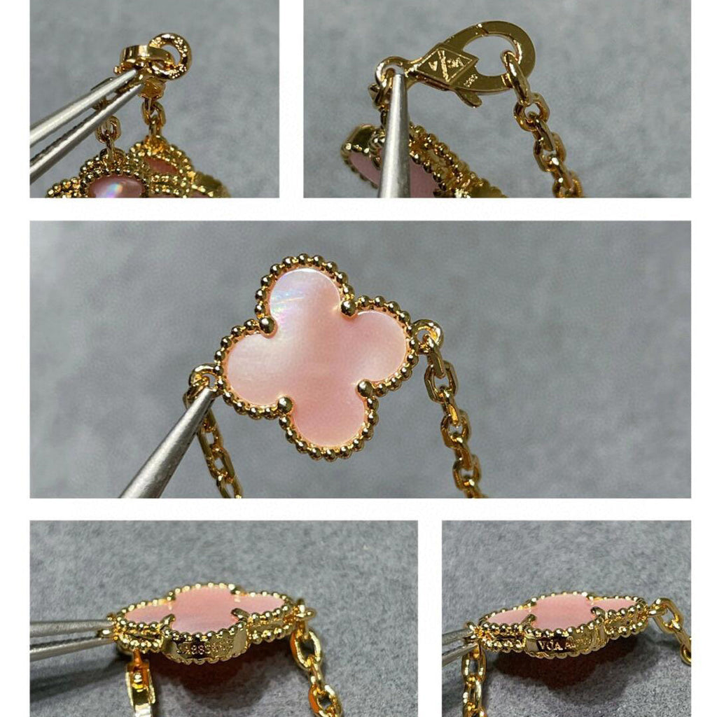 [Elowen jewels ]CLOVER 10 MOTIFS PINK MOP NECKLACE
