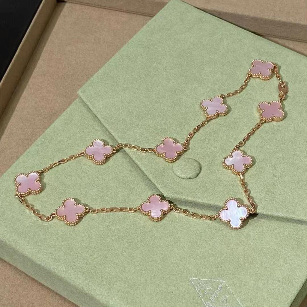 [Elowen jewels ]CLOVER 10 MOTIFS PINK MOP NECKLACE