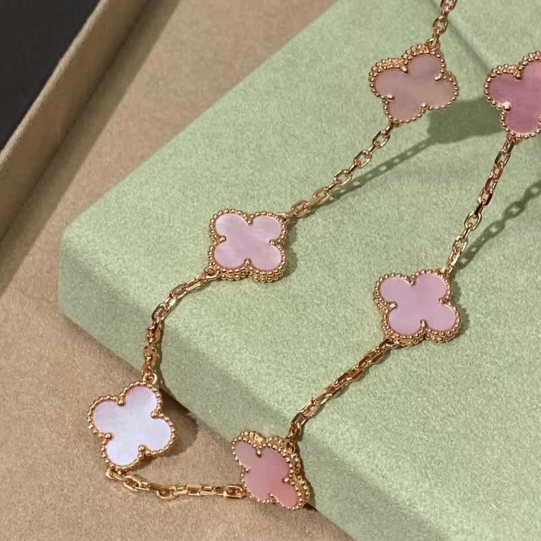 [Elowen jewels ]CLOVER 10 MOTIFS PINK MOP NECKLACE