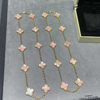 [Elowen jewels ]CLOVER 10 MOTIFS PINK MOP NECKLACE
