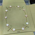 [Elowen jewels ]CLOVER 10 MOTIFS PINK MOP NECKLACE