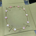 [Elowen jewels ]CLOVER 10 MOTIFS PINK MOP NECKLACE