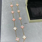 [Elowen jewels ]CLOVER 10 MOTIFS PINK MOP NECKLACE