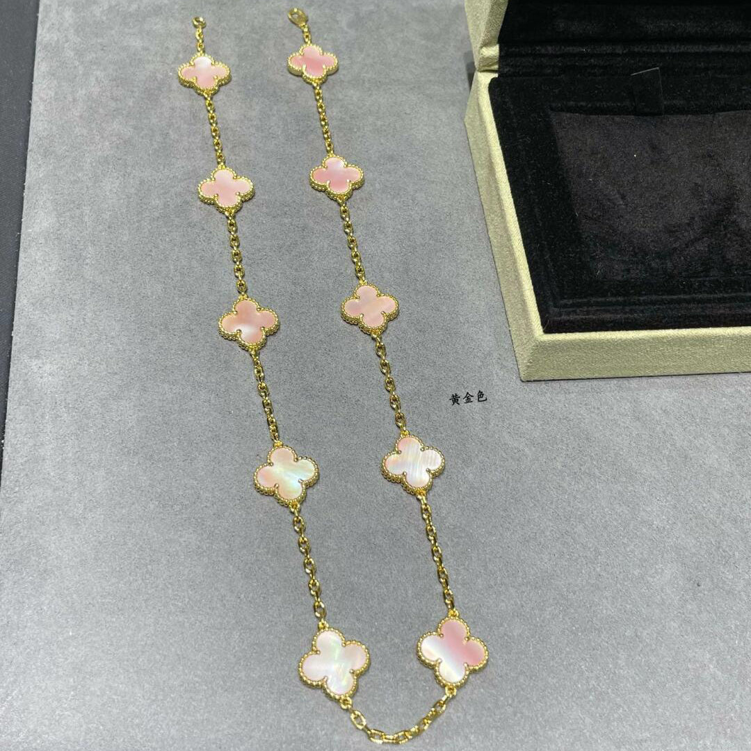 [Elowen jewels ]CLOVER HALSKETTE MIT 10 MOTIVEN AUS ROSA PERLMUTT