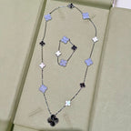 [Elowen jewels ]DETACHABLE CLOVER 15(11+4) FLOWER SILVER NECKLACE SET
