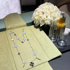 [Elowen jewels ]DETACHABLE CLOVER 15(11+4) FLOWER SILVER NECKLACE SET