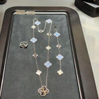 [Elowen jewels ]DETACHABLE CLOVER 15(11+4) FLOWER SILVER NECKLACE SET