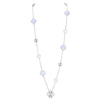 [Elowen jewels ]DETACHABLE CLOVER 15(11+4) FLOWER SILVER NECKLACE SET