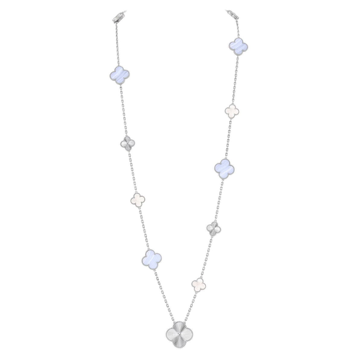 [Elowen jewels ]取り外し可能クローバー 15(11+4) フラワーシルバーネックレスセット