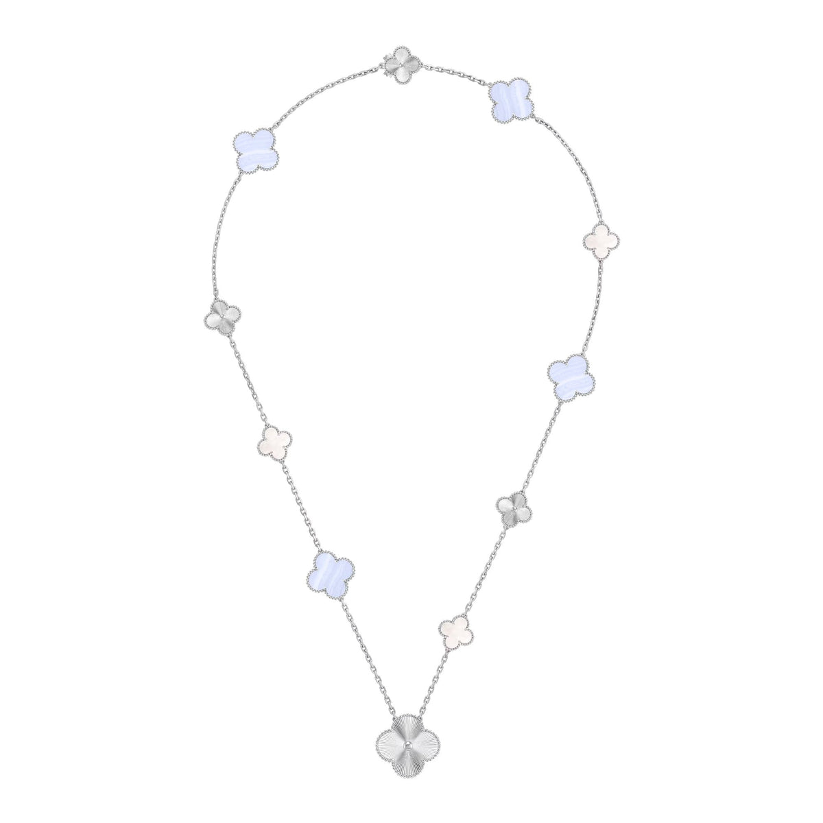 [Elowen jewels ]取り外し可能クローバー 15(11+4) フラワーシルバーネックレスセット
