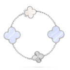 [Elowen jewels ]DETACHABLE CLOVER 15(11+4) FLOWER SILVER NECKLACE SET