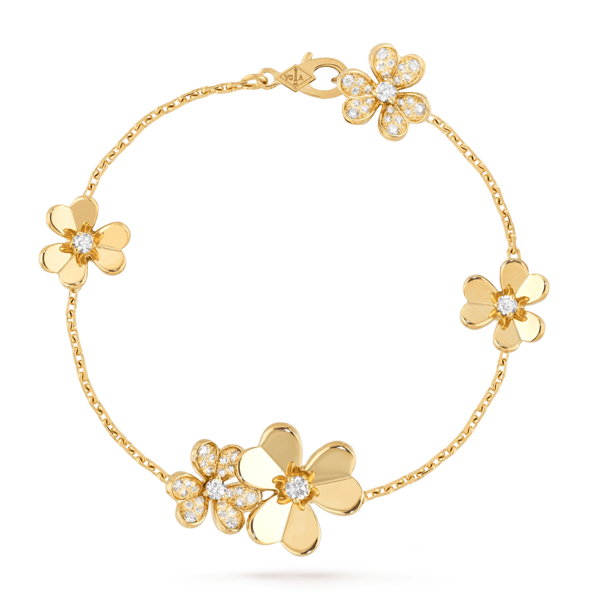 [Elowen jewels ]FRIVOLE ARMBAND MIT 5 BLÜTEN IN GOLD