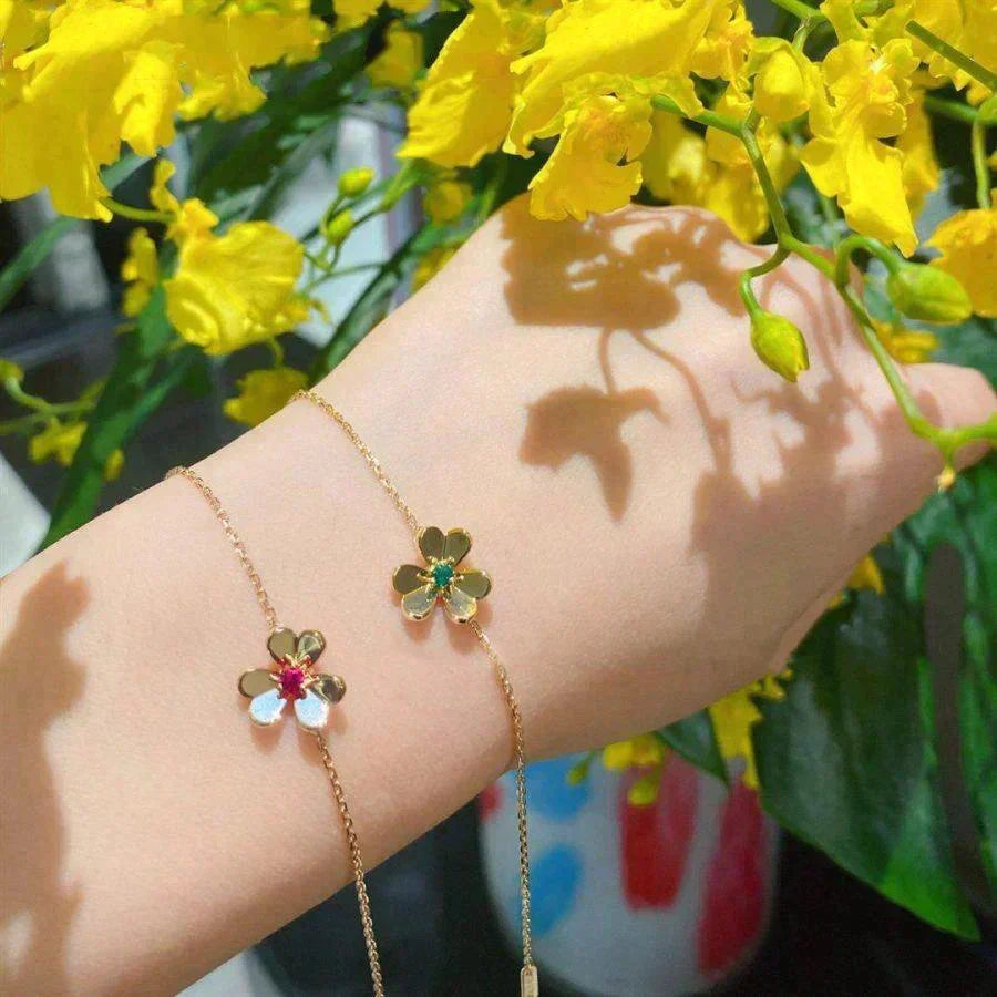 [Elowen jewels ]FRIVOLE GOLD FLOWER PINK MALACHITE BRACELET