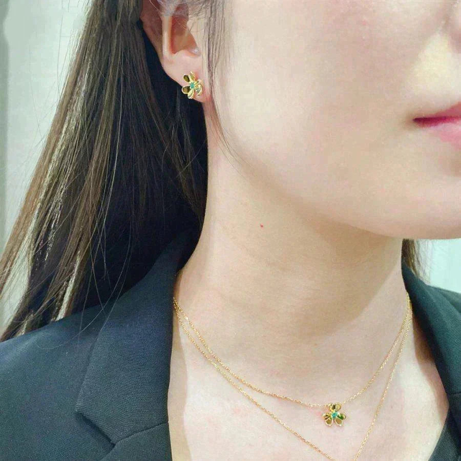 [Elowen jewels ]FRIVOLE BLUMEN-OHRRINGE AUS MALACHIT