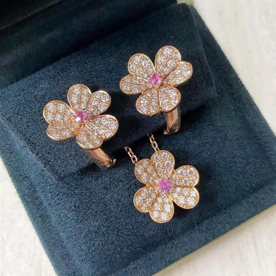 [Elowen Jewels]FRIVOLE PINK GOLD FLOWER DIAMOND EARRINGS