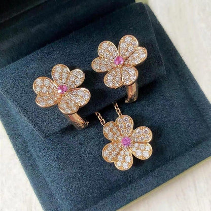 [Elowen Jewels]FRIVOLE PINK GOLD FLOWER DIAMOND EARRINGS
