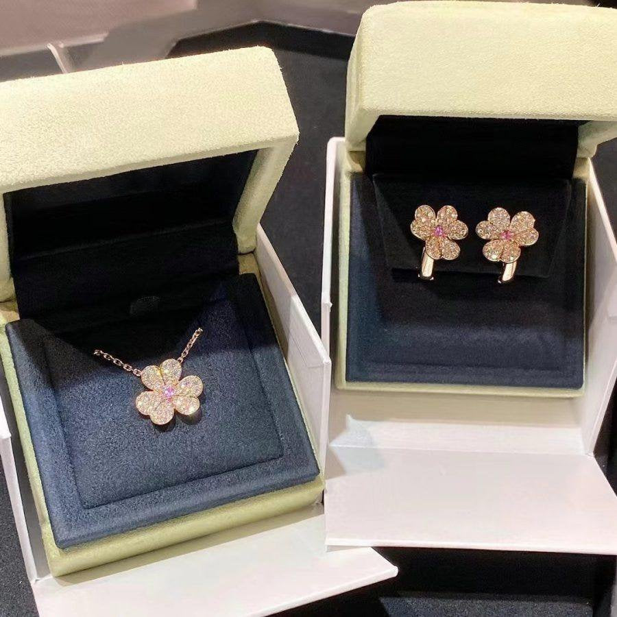 [Elowen Jewels]FRIVOLE PINK GOLD FLOWER DIAMOND EARRINGS