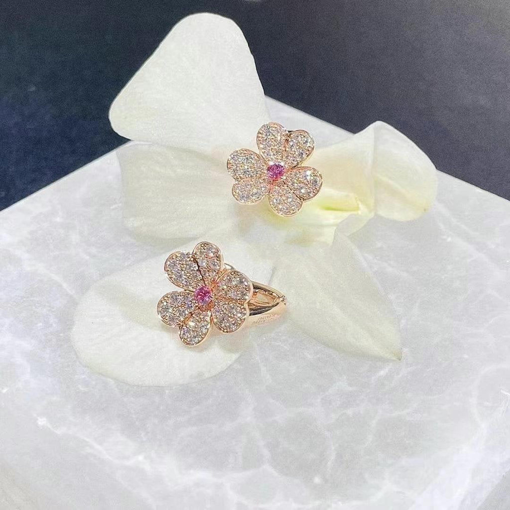 [Elowen jewels ]フリヴォル ピンクゴールド フラワー ダイヤモンド イヤリング