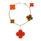 [Elowen jewels ]CLOVER BRACELET 5 MOTIFS CARNELIAN TIGER EYE