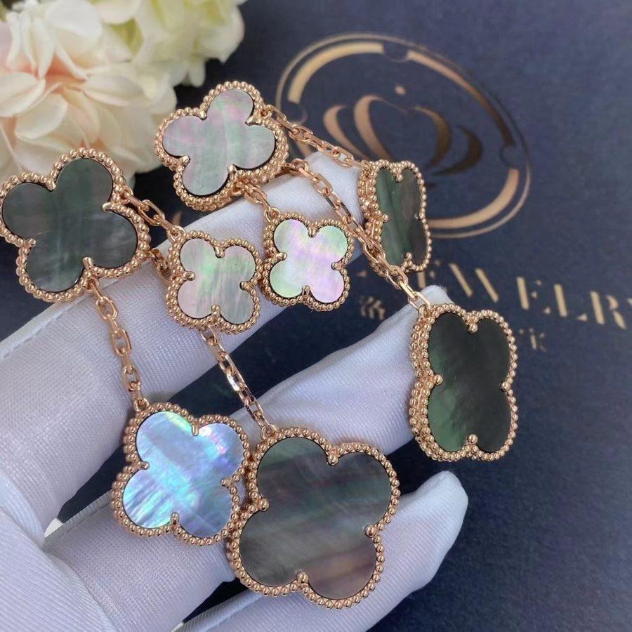 [Elowen jewels] CLOVER OHRRINGE DUNKLES PERLMUTT 4 MOTIVE ROSÉGOLD
