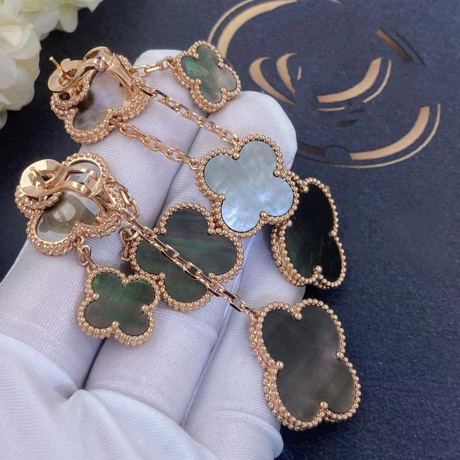 [Elowen jewels] CLOVER OHRRINGE DUNKLES PERLMUTT 4 MOTIVE ROSÉGOLD