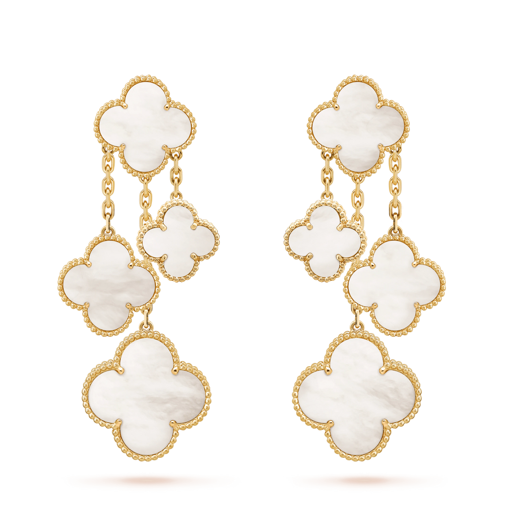 [Elowen jewels ]CLOVER EARRINGS WHITE MOP 4 MOTIFS GOLD