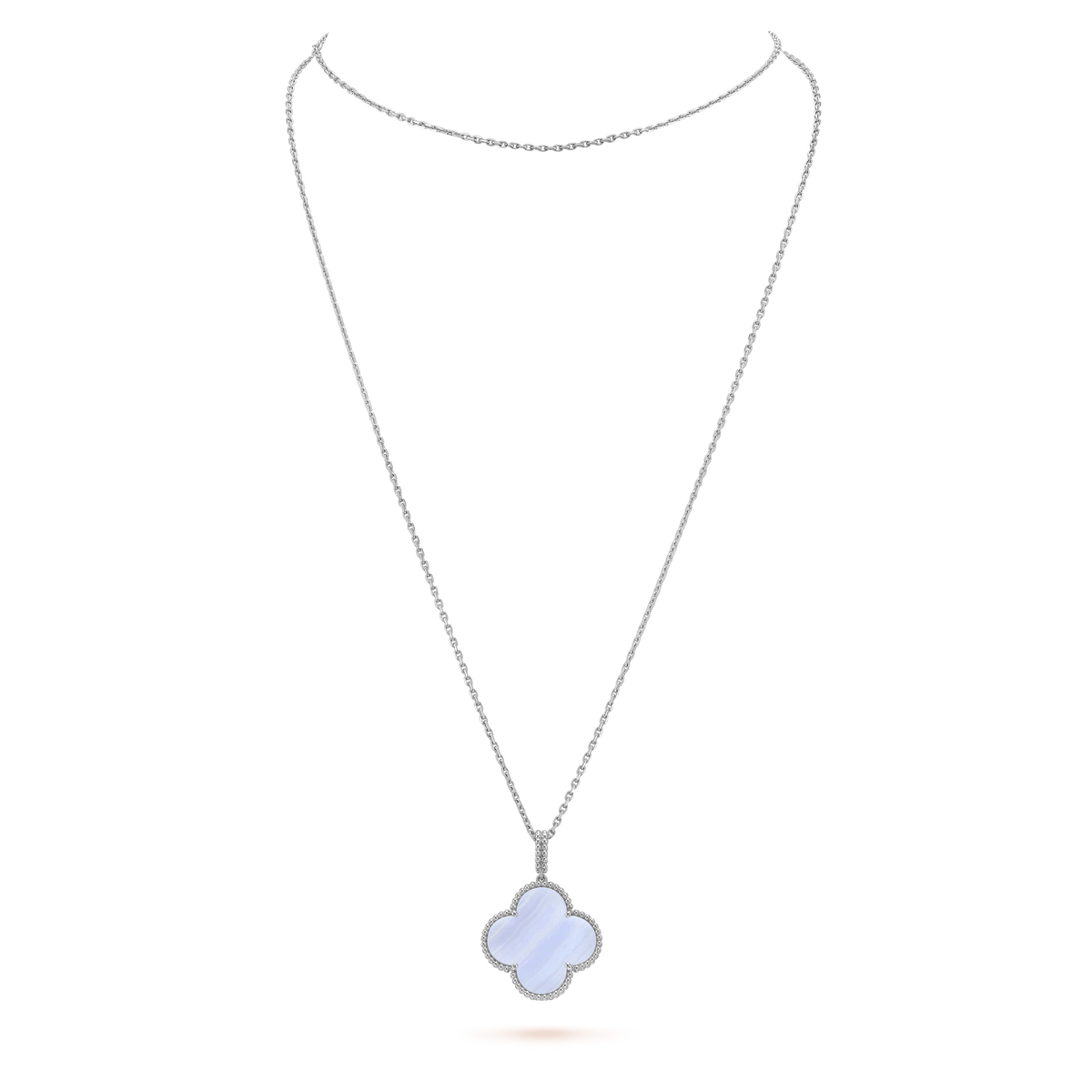 [Elowen jewels ]クローバーシルバーカルセドニービッグクローバーネックレス