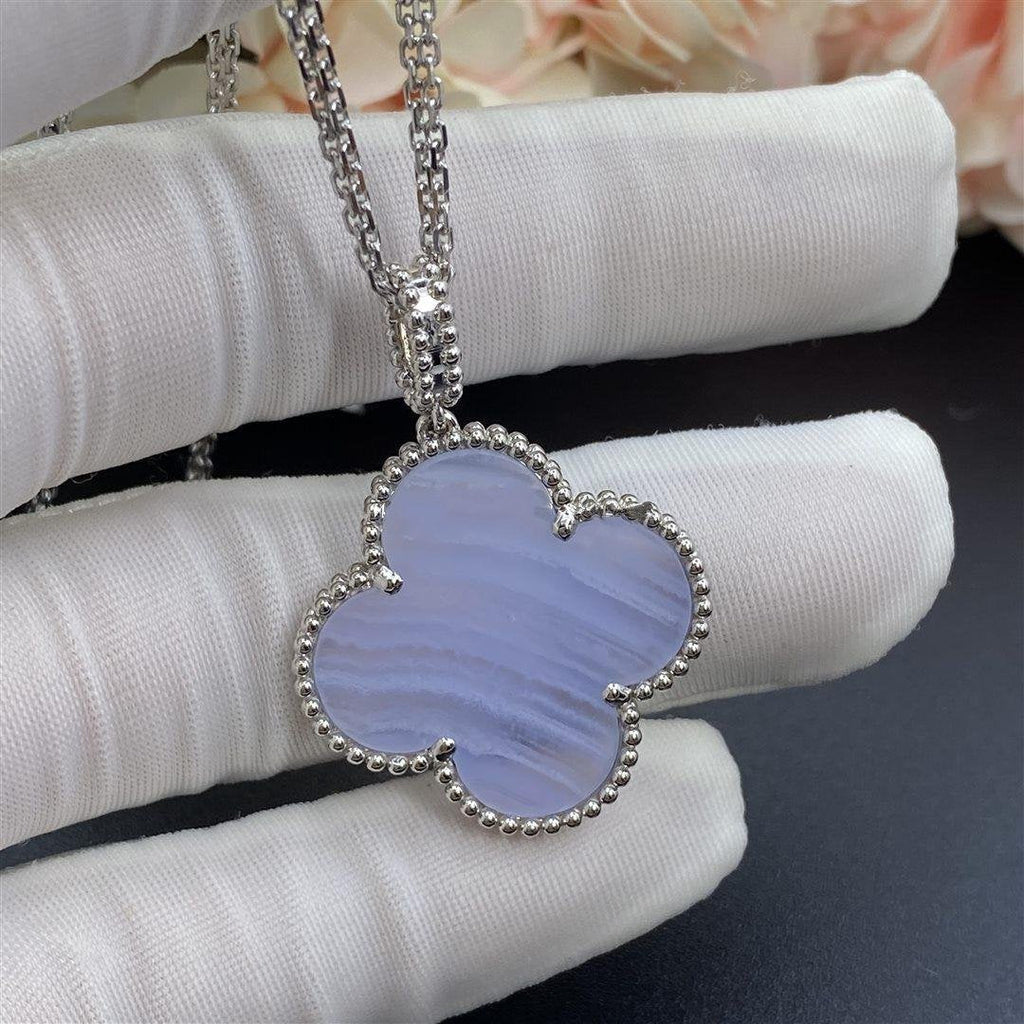 [Elowen jewels ]クローバーシルバーカルセドニービッグクローバーネックレス
