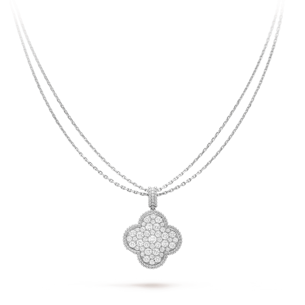 [Elowen jewels ]CLOVER 25MM SILVER FULL DIAMOND BIG CLOVER NECKLACE
