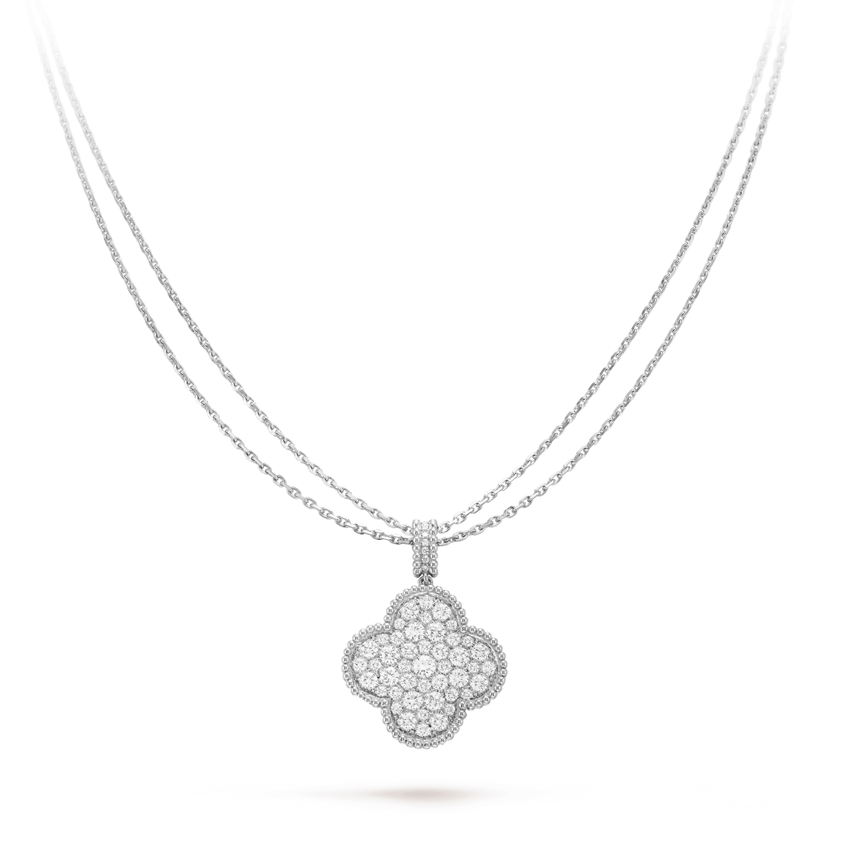 [Elowen jewels ]CLOVER 25MM SILVER FULL DIAMOND BIG CLOVER NECKLACE