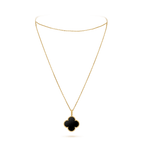 [Elowen jewels ]CLOVER 25MM GOLD ONYX GROSSES KLEEBLATT-HALSKETTE