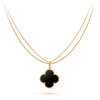 [Elowen jewels ]CLOVER 25MM GOLD ONYX GROSSES KLEEBLATT-HALSKETTE