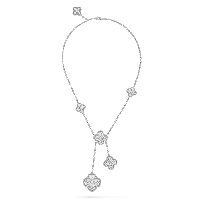 [Elowen jewels ]KLEEBLATT 5 MOTIVE SILBER-DIAMANT-HALSKETTE