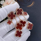 [Elowen jewels ]KLEEBLATT-OHRRINGE KARNEOL 4 MOTIVE ROSÉGOLD